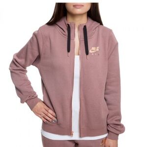 Nike Air Tracksuit Womens Full Zip Hoodie & Jogger Mauve Rose Gold 2PC Set SZ M